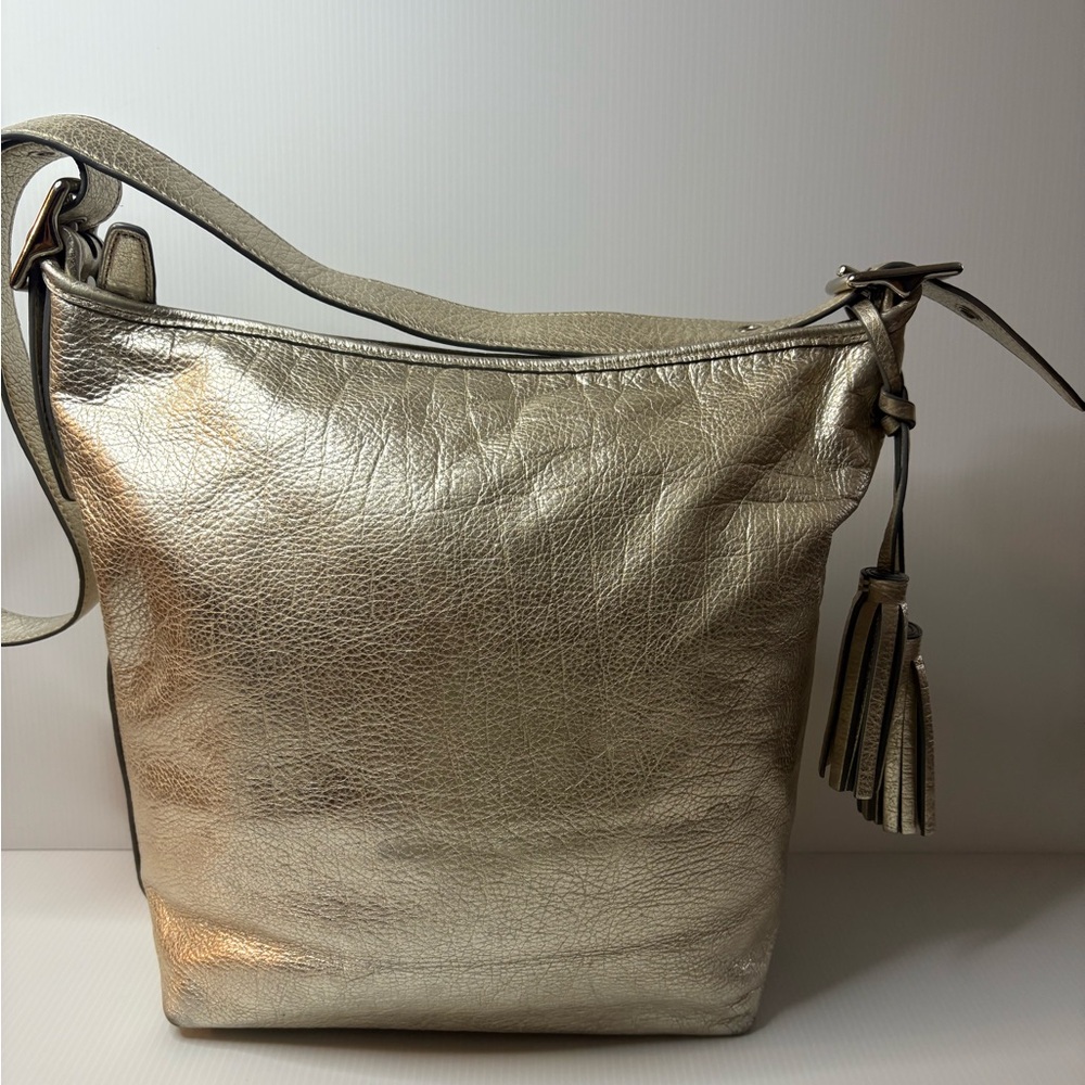 Coach  Legacy Crossbody/Shoulder Bag Metallic  Leather with Tassels EUC